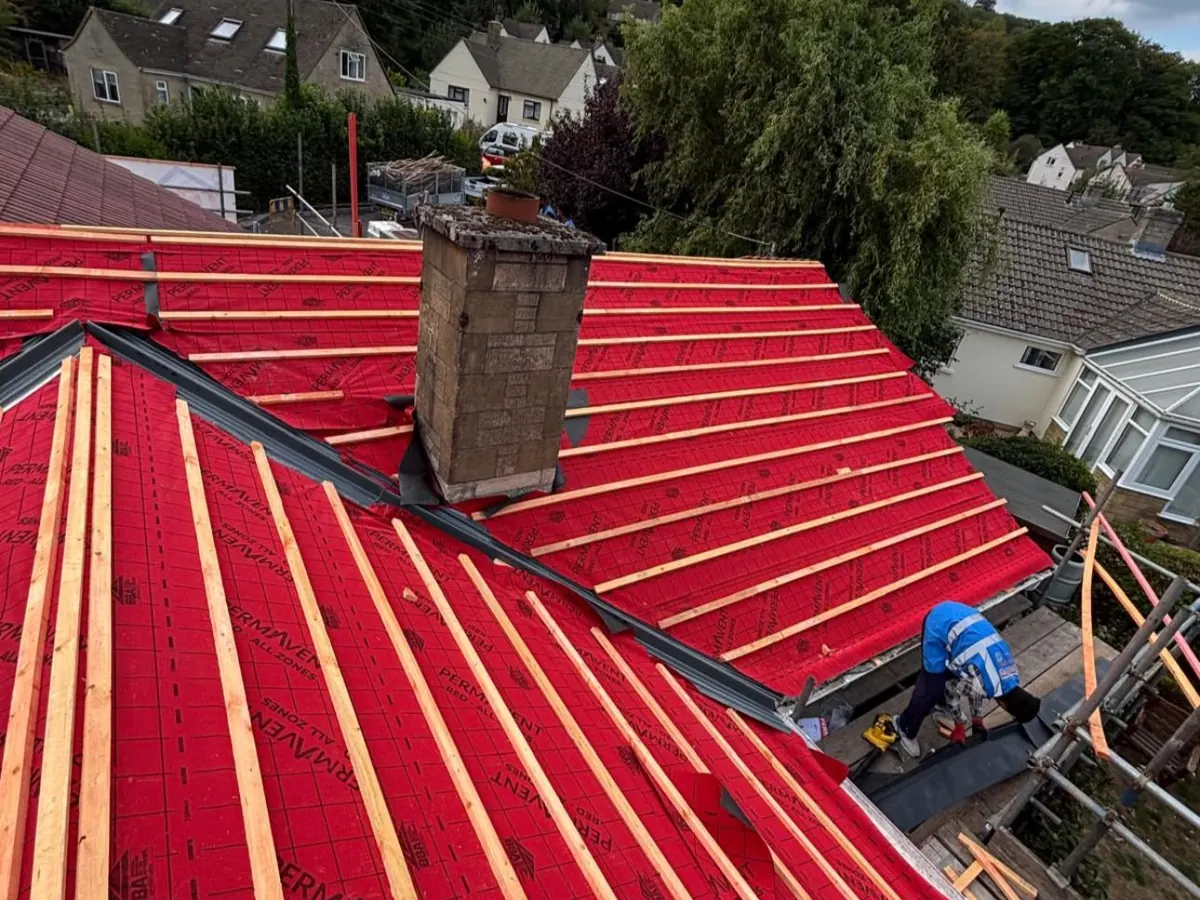 Re-roof in progress – Stratton Roofing job #82, Sussex