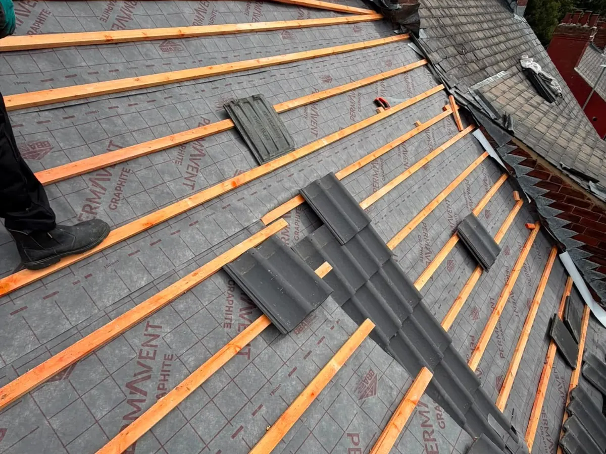 Re-roof in progress – Stratton Roofing job #87, Sussex